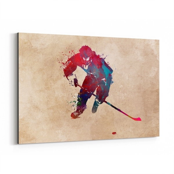 Noir Gallery Hockey Sports Illustration Canvas Wall Art Print