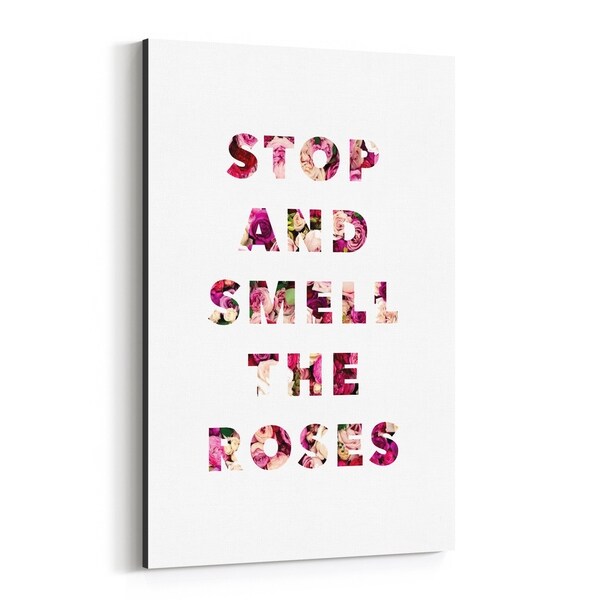 Noir Gallery Floral Minimal Typography Canvas Wall Art Print