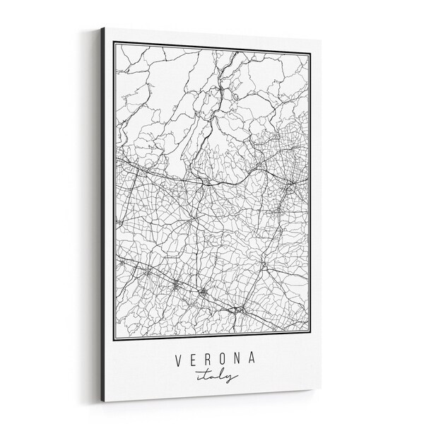 Noir Gallery Verona Italy City Map Canvas Wall Art Print