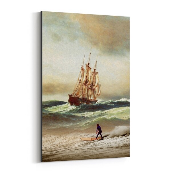 Noir Gallery Funny Beach Nautical Surfing Canvas Wall Art Print
