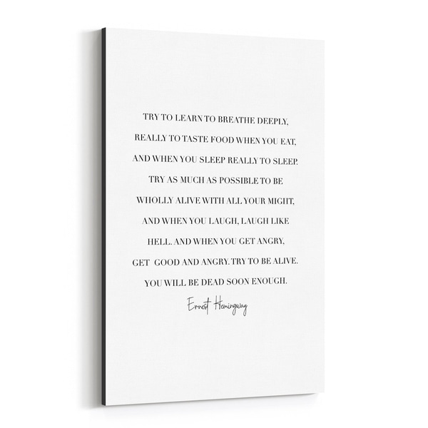 Noir Gallery Ernest Hemingway Quote Typography Canvas Wall Art Print