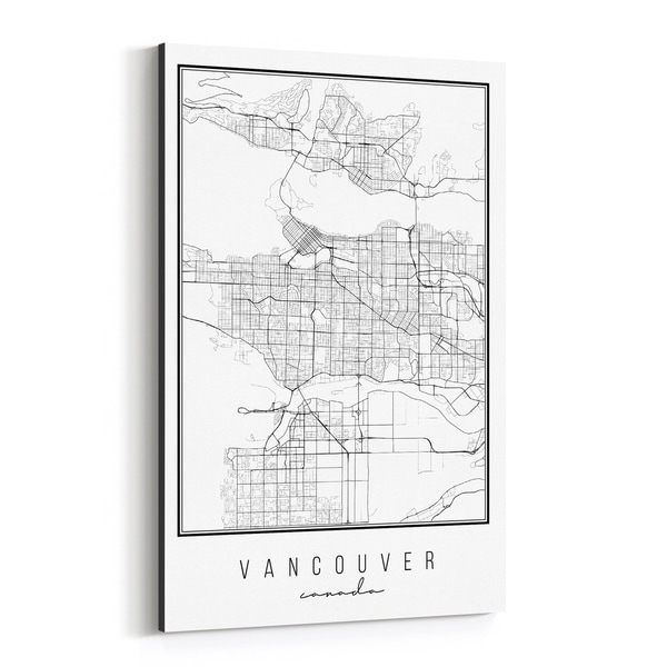 Noir Gallery Vancouver Canada Map Canvas Wall Art Print