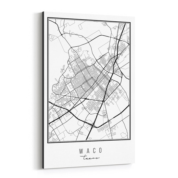 Noir Gallery Waco Texas City Map Canvas Wall Art Print
