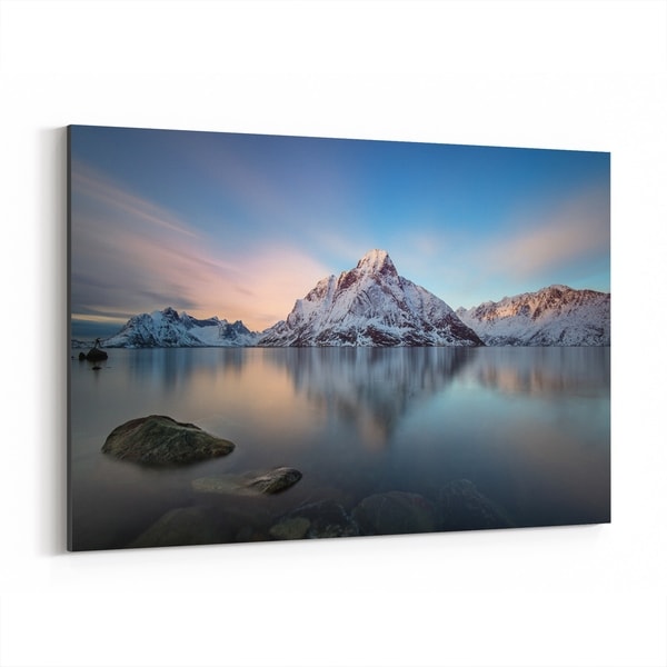 Noir Gallery Norway Winter Mountains Nature Photo Canvas Wall Art Print