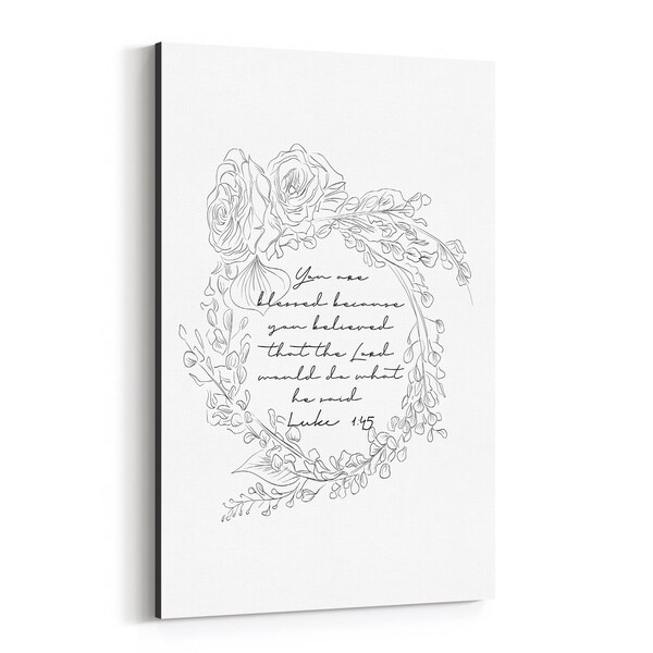 Noir Gallery Luke 1:45 Bible Verse Typography Canvas Wall Art Print