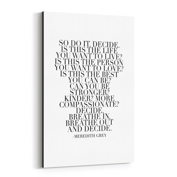Noir Gallery Meredith Grey Quote Typography Canvas Wall Art Print