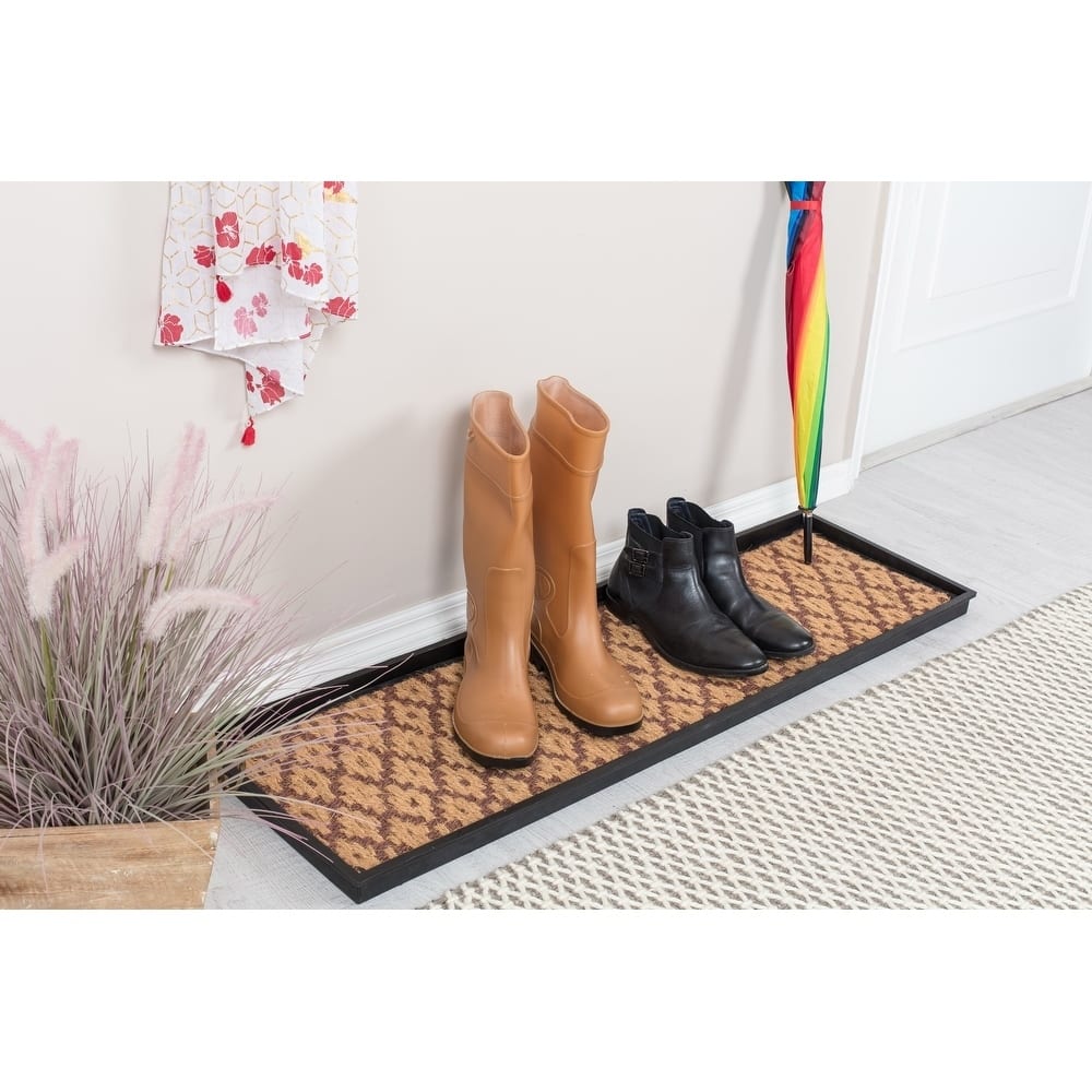Natural and Recycled Rubber Boot Tray with Tan and Dark Brown Coir Insert
