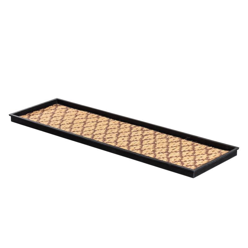 Natural and Recycled Rubber Boot Tray with Tan and Dark Brown Coir Insert