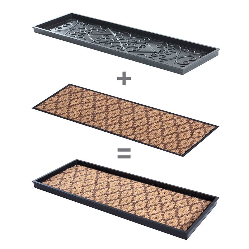 Natural and Recycled Rubber Boot Tray with Tan and Dark Brown Coir Insert