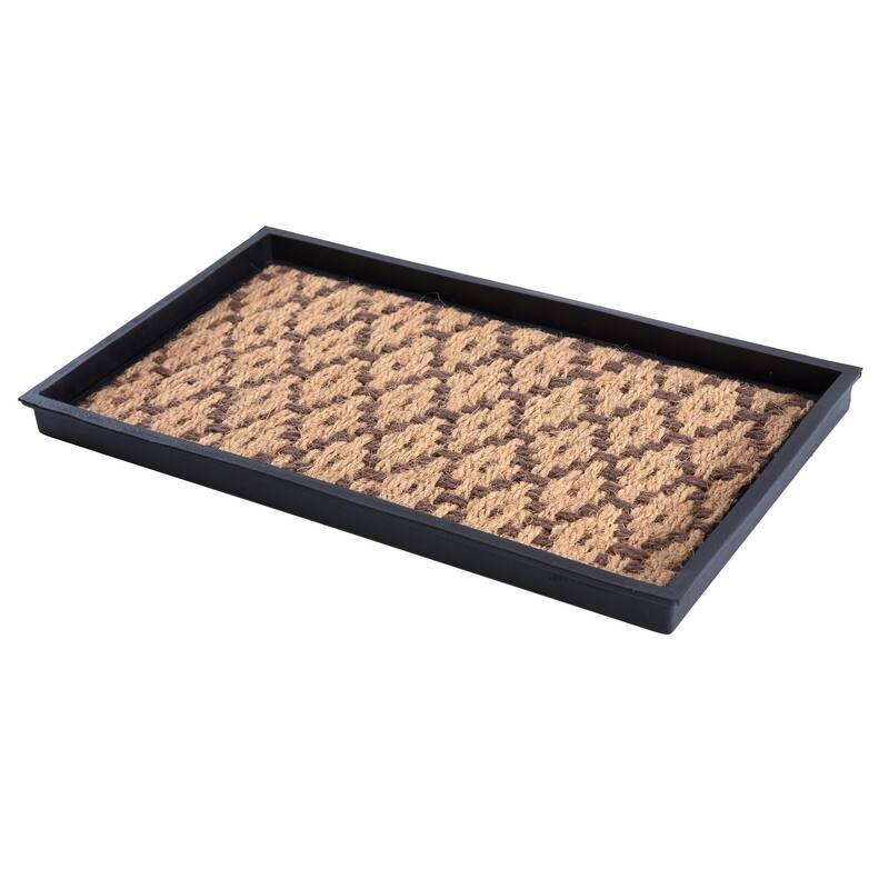 Natural and Recycled Rubber Boot Tray with Tan and Dark Brown Coir Insert