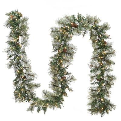 National Tree Company 9 ft. Golden Bristle Garland with Clear Lights - 9 ft