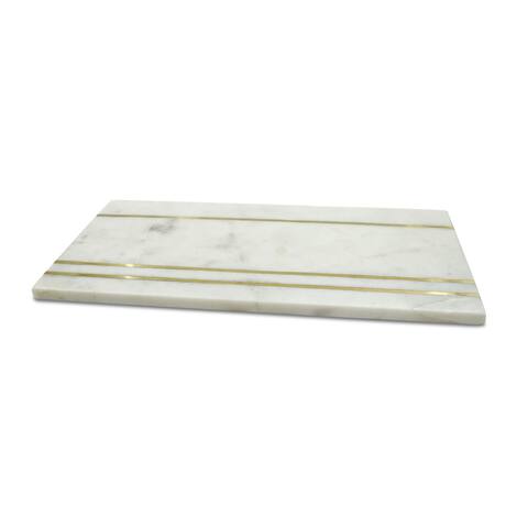 A&B Home Small White Marble and Brass Cheese Board