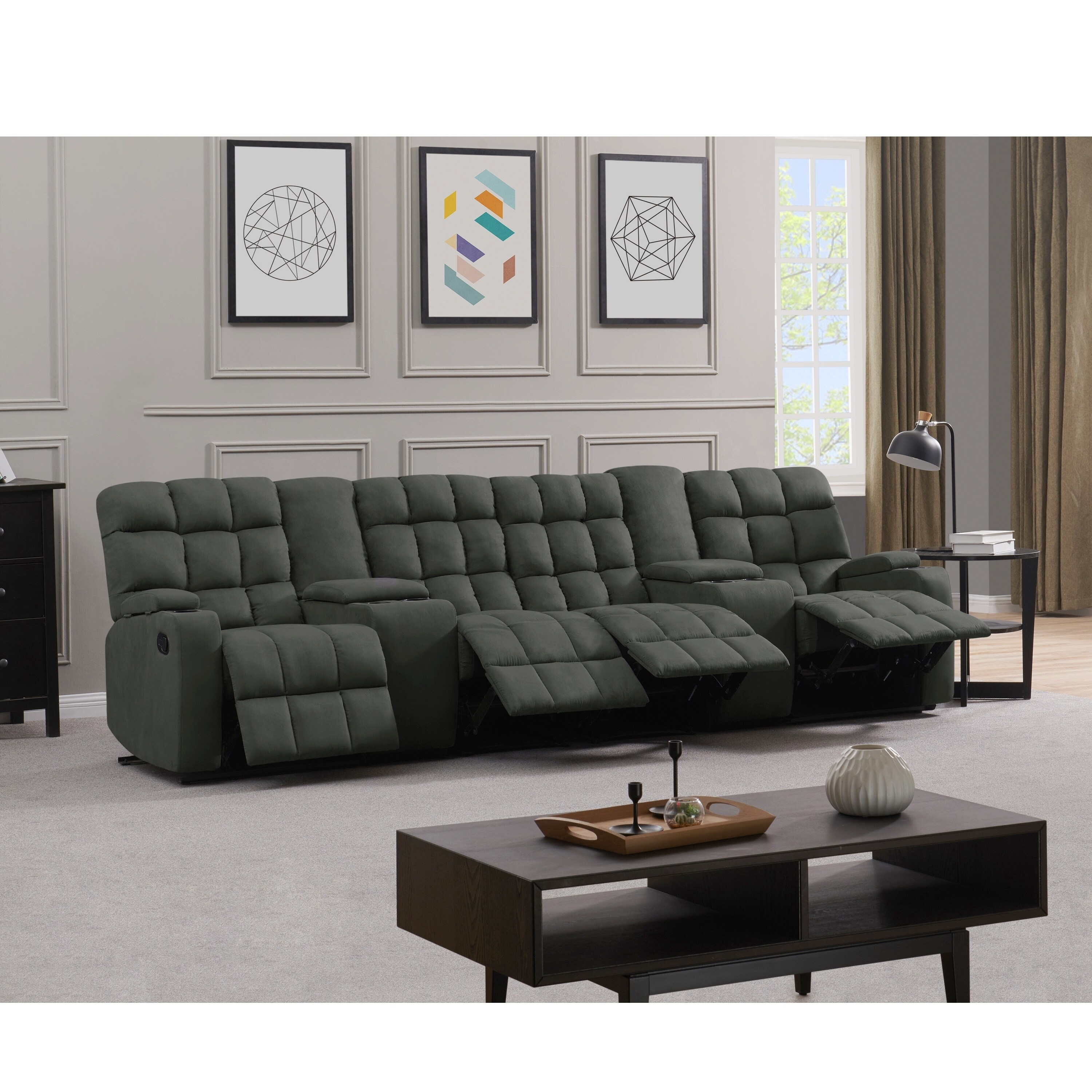Copper Grove Bielefeld 4 Seat Recliner Sofa with Power Storage Consoles