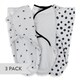 preview thumbnail 1 of 0, Adjustable Swaddle- Small-light grey dots+stars+solid 3 pk - N/A