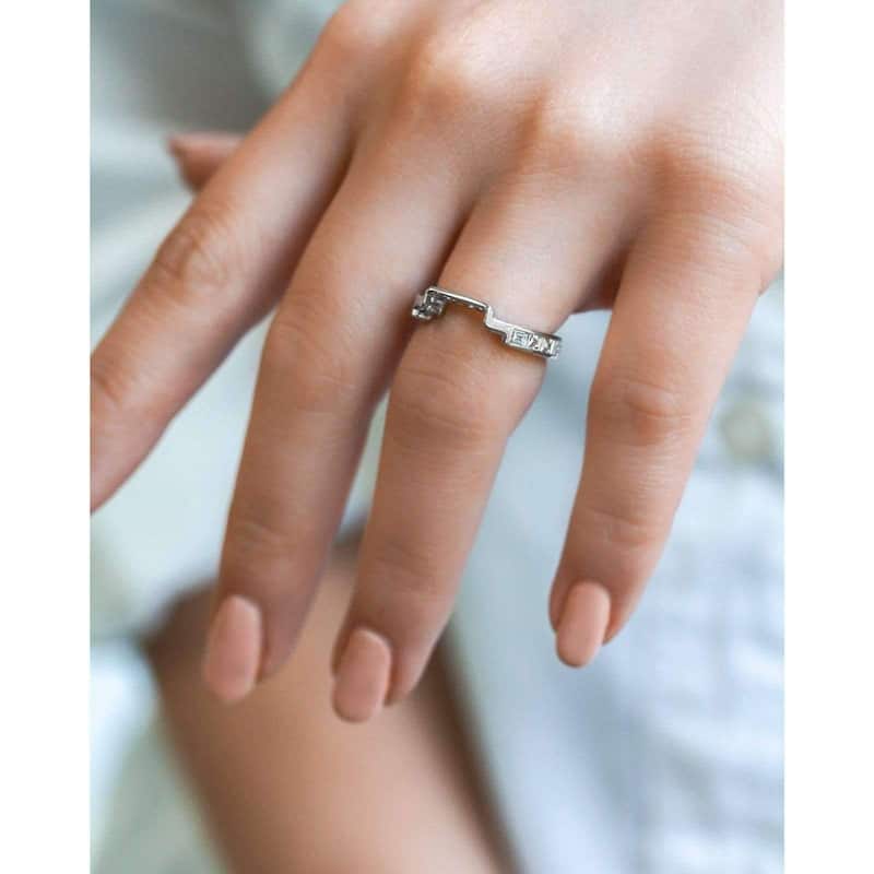 Annello by Kobelli 14k White Gold 1/2ct TDW Natural Baguette Diamond Notched Wedding Band