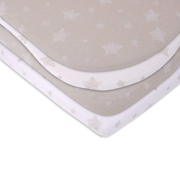 slide 2 of 4, Bassinet Sheet Set Jersey Cotton 2 Pack-Star