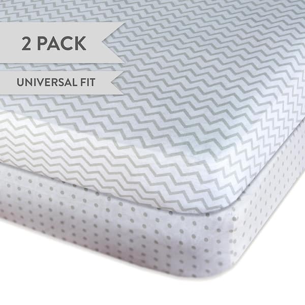 slide 2 of 3, Crib Sheet Set Jersey Cotton 2 Pack - Grey