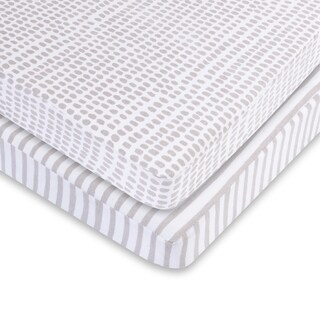 Waterproof Pack N Play Crib Sheet Set-Jersey Cotton 2 Pack -Taupe
