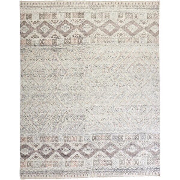 Grand Bazaar Eckhart Blush/Ivory 10 x 14 Handmade Viscose and Wool Rug - 10' x 13'