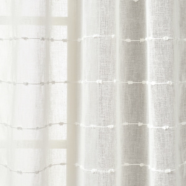 white textured sheer curtains
