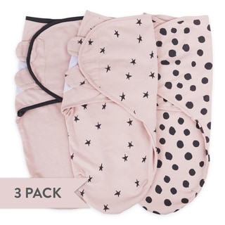Adjustable Swaddle Small pink dots+stars+solid 3 pk - N/A