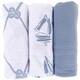 preview thumbnail 2 of 3, Cotton Muslin Swaddle Blanket 3 Pack - Blue Nautical Print - N/A