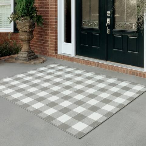 The Gray Barn Told Gait Indoor/Outdoor Gingham Check Area Rug