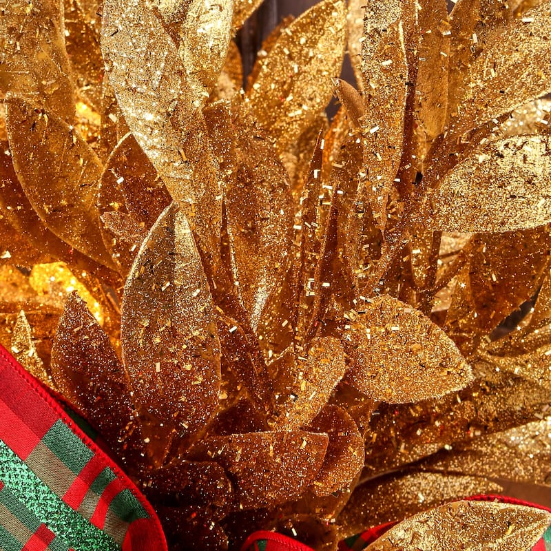 21" Glitter Sparkling Bay Leaf Spray Set of 4 - 21-Inch