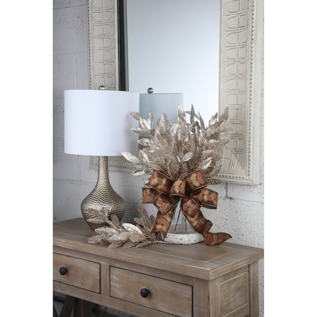 21" Glitter Sparkling Bay Leaf Spray Set of 4 - 21-Inch