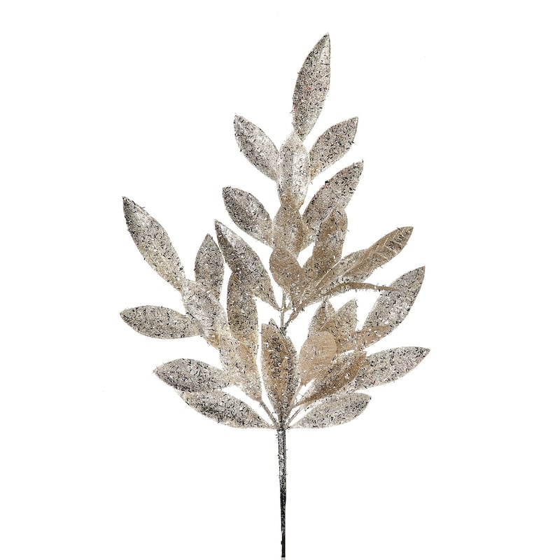 21" Glitter Sparkling Bay Leaf Spray Set of 4 - 21-Inch
