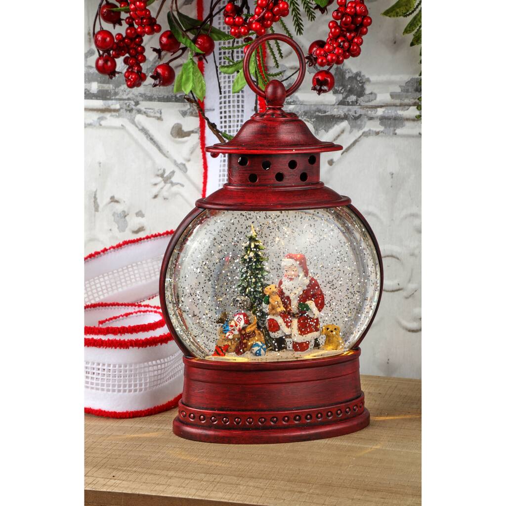 10" LED Battery Operated Timer Pets Lantern Water Globe