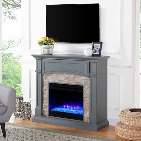 SEI Furniture Stella Transitional Gray Media Color Changing Fireplace