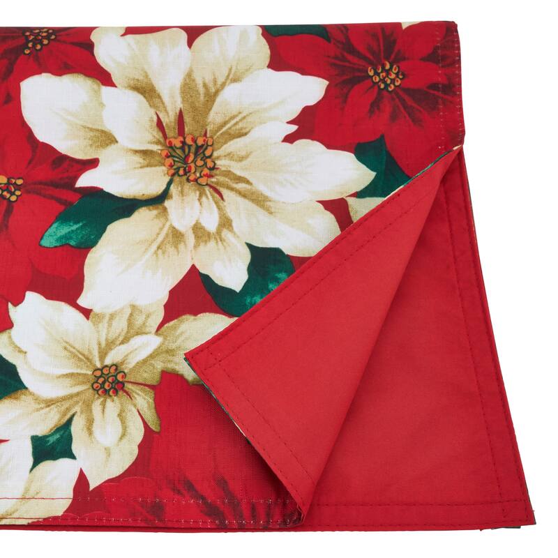 Dining Table Runner With Poinsettia Design