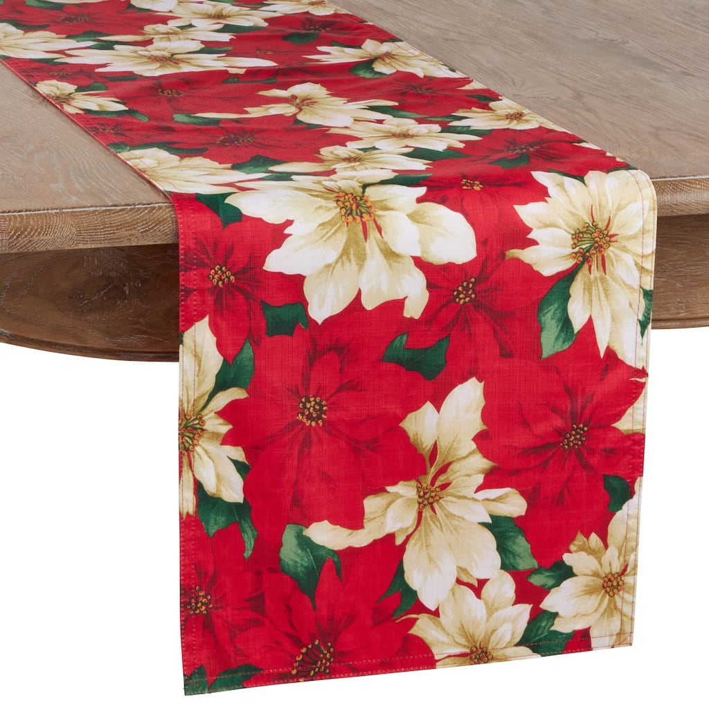 Dining Table Runner With Poinsettia Design