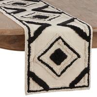 Saro Lifestyle 3501.N1672B 72 in. Checkered Design Table Runner, Natural