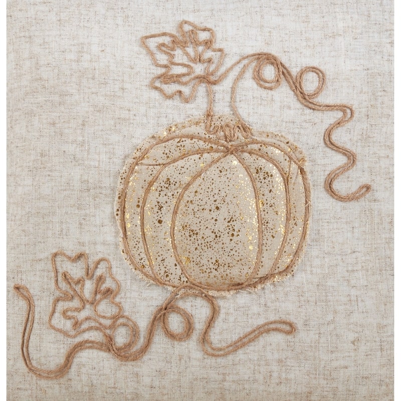 Jute Table Runner With Embroidered Pumpkin Design