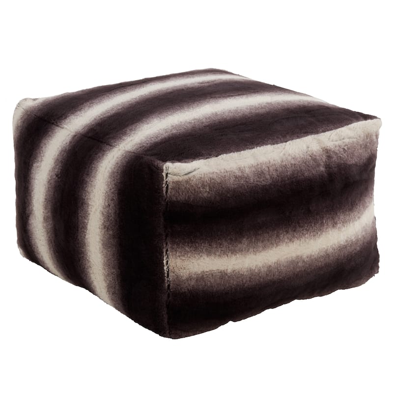 Faux Fur Pouf With Animal Print Design