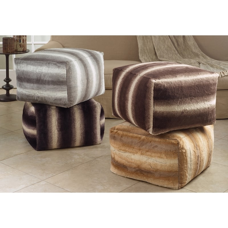 Faux Fur Pouf With Animal Print Design