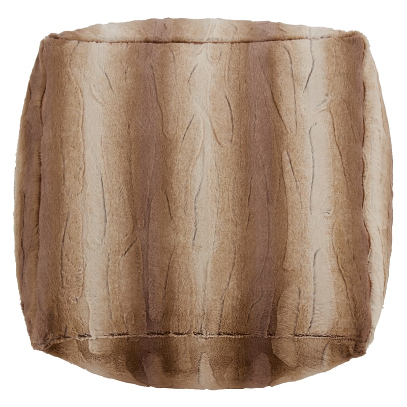 Faux Fur Pouf With Animal Print Design