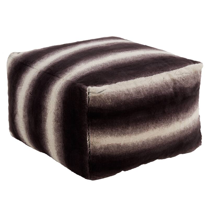 Faux Fur Pouf With Animal Print Design