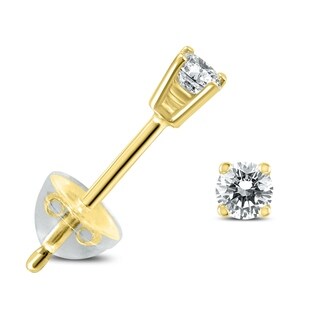 0.40 Ct Genuine Round Diamond Solitaire Studs Earrings 14K Solid Yellow Gold