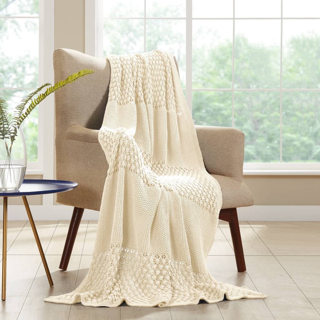 Modern Threads Cable Knit Popcorn Stitch Throw with Border - Overstock ...