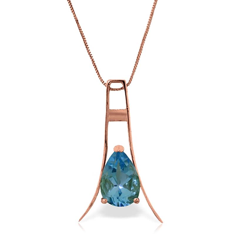 14K Rose Gold Blue Topaz Platinum Necklace
