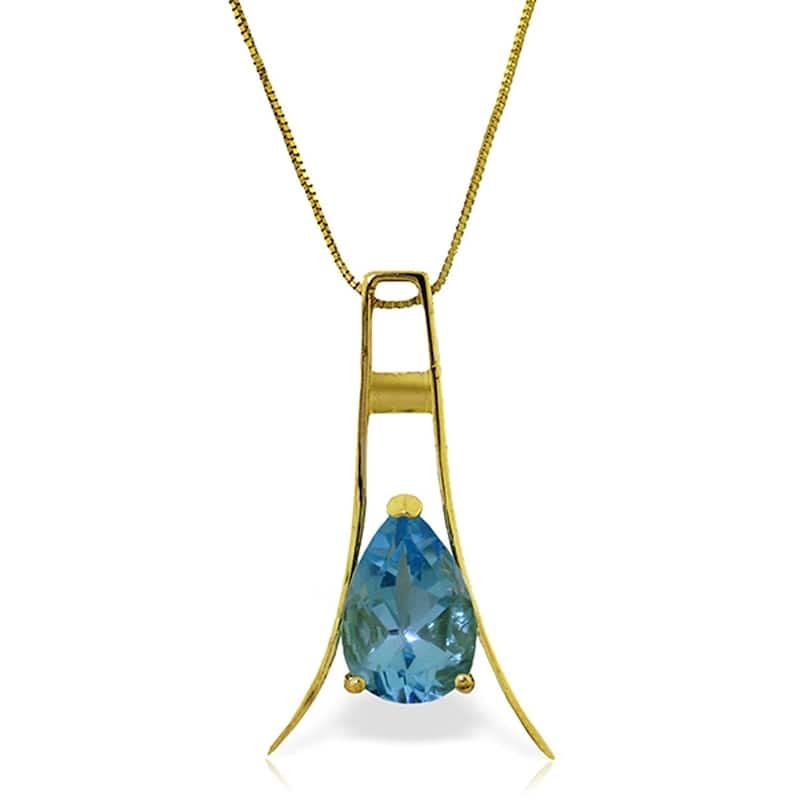 1.5 Carat 14K Gold Vindication Blue Topaz Necklace