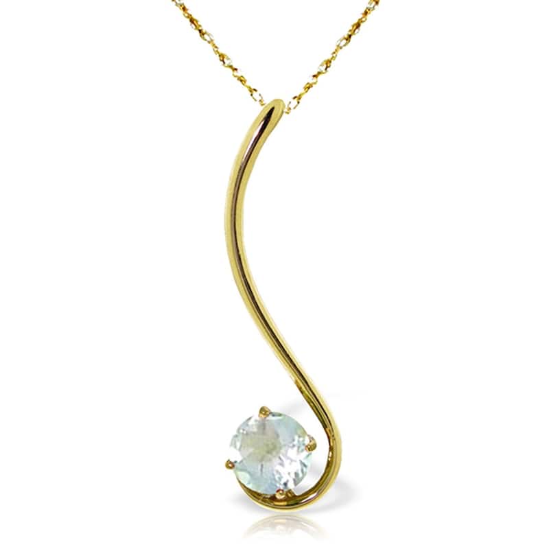 0.55 Carat 14K Gold Roving Eye Aquamarine Necklace