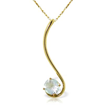 0.55 Carat 14K Gold Roving Eye Aquamarine Necklace
