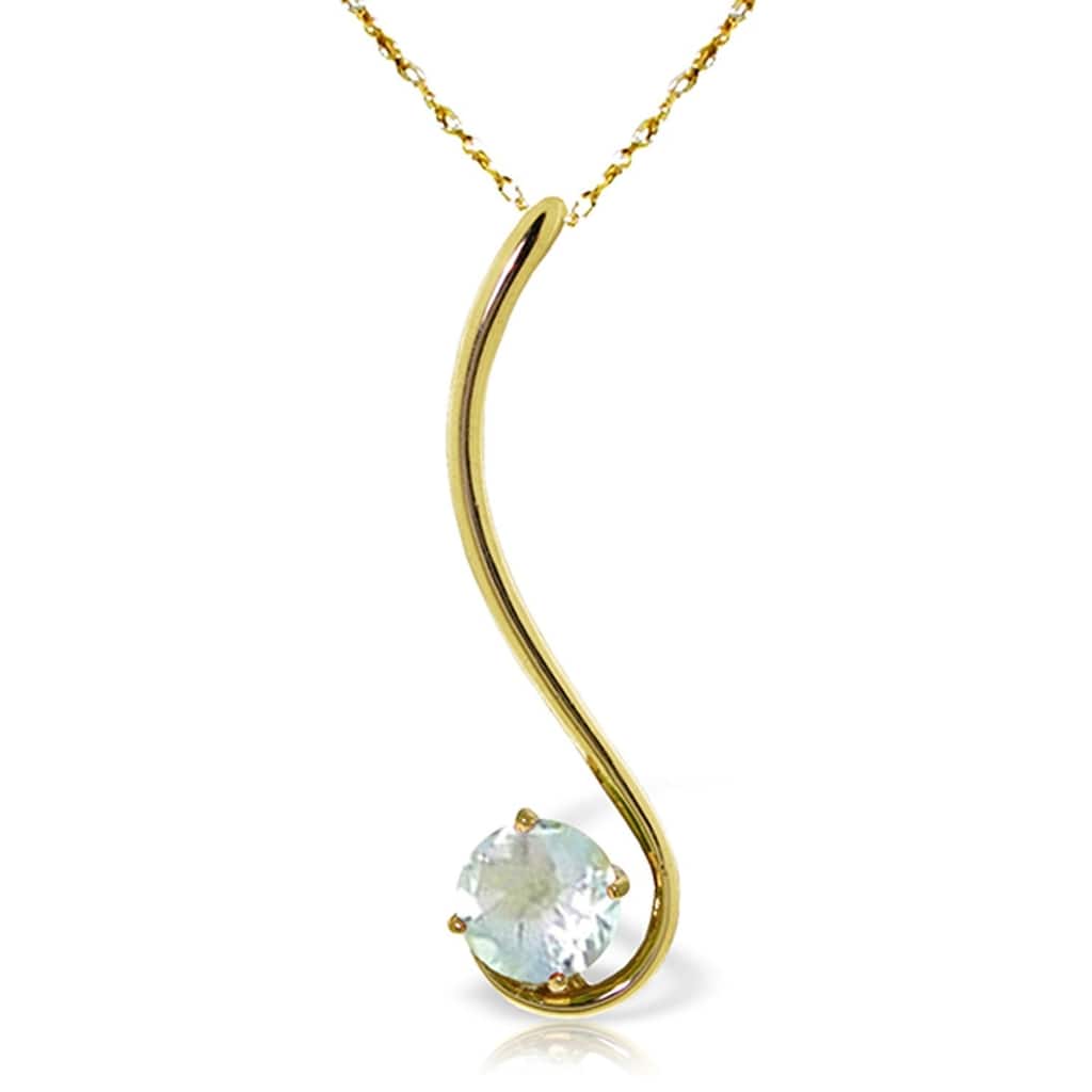 0.55 Carat 14K Gold Roving Eye Aquamarine Necklace