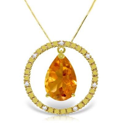 6.6 Carat 14K Gold Diamond Citrine Circle of Love Necklace