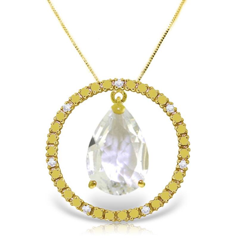 6.6 Carat 14K Gold Diamond White Topaz Circle of Love Necklace
