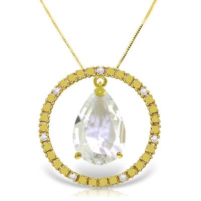 6.6 Carat 14K Gold Diamond White Topaz Circle of Love Necklace
